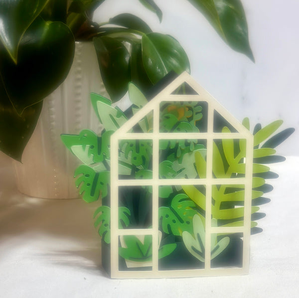greenhouse, card, paper, nature, fun, garden