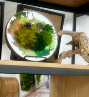 moss, round, leather, copper 