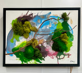 FRAMED ART - Secret Life of Plants 4 - with blue accents 24 x 18 inches. SLP4