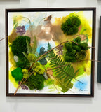 FRAMED ART - Secret Life of Plants 7 - with blue accents 24 x 24 inches