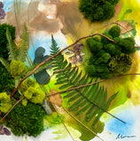 FRAMED ART - Secret Life of Plants 7 - with blue accents 24 x 24 inches