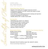 Living Aura Art Subscription details with text and branding.
