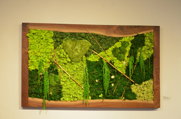 moss, live edge, art, biophilc, copper, bamboo, moss